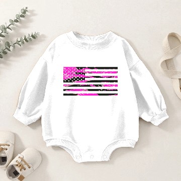Discover US Flag - Pink Tiger Stripe Baby Romper Sweatshirts