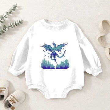 Discover Blue Phoenix with flames, fire, fantasy Baby Romper Sweatshirts
