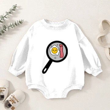 Discover Eggs n’ Bacon in a frying pan Baby Romper Sweatshirts