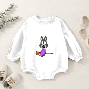 Discover Funny Wolf - Witch - Witch Broom - Children - Kids Baby Romper Sweatshirts