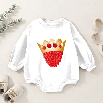 Discover juicy red raspberry with golden crown Baby Romper Sweatshirts