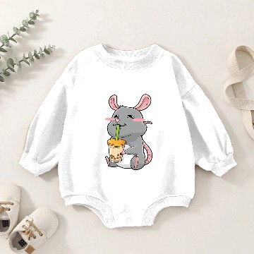 Discover Rat Tea Bubble Tea Baby Romper Sweatshirts