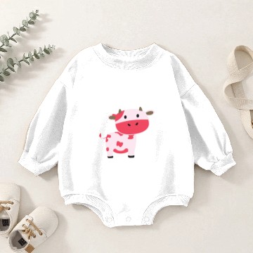 Discover Cute Strawberry Cow Baby Romper Sweatshirts