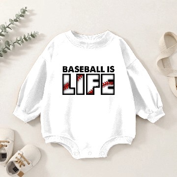 Discover Baseball is life logo - Large Baby Romper Sweatshirts