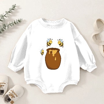 Discover bee bumblebee honey pot children design Baby Romper Sweatshirts