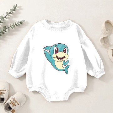 Discover Waving baby shark Baby Romper Sweatshirts