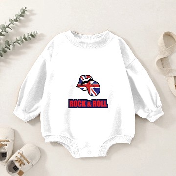 Discover Rock & Roll Union Jack Lips Baby Romper Sweatshirts