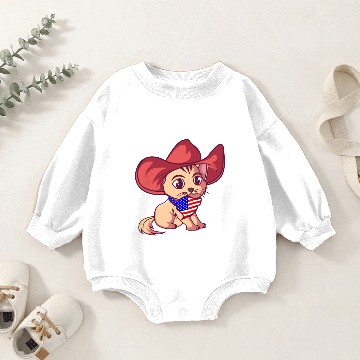 Discover Meowdy Cat Lover Wearing A Hat Baby Romper Sweatshirts