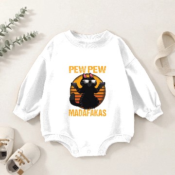 Discover Pew Pew Madafakas black cat Baby Romper Sweatshirts