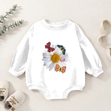 Discover White Daisy & Butterflies. Beautiful Baby Romper Sweatshirts.