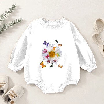 Discover White daisy & Many Butterflies. Beautiful Baby Romper Sweatshirts.