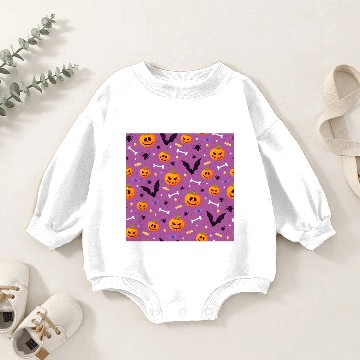 Discover halloween pumpkin bat spider bone purple Baby Romper Sweatshirts