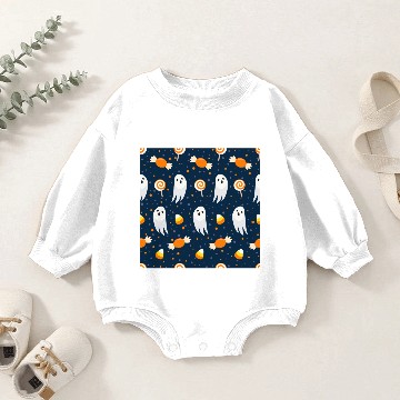 Discover October Halloween Ghosts Sweets Navy Blue Baby Romper Sweatshirts