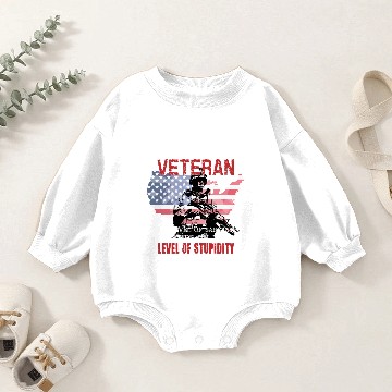 Discover I am a grumpy old veteran sarcasm level stupidity Baby Romper Sweatshirts