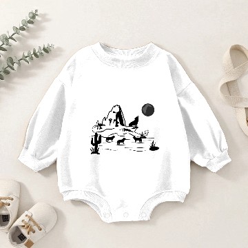 Discover Mountain wolf howling at the moon Baby Romper Sweatshirts