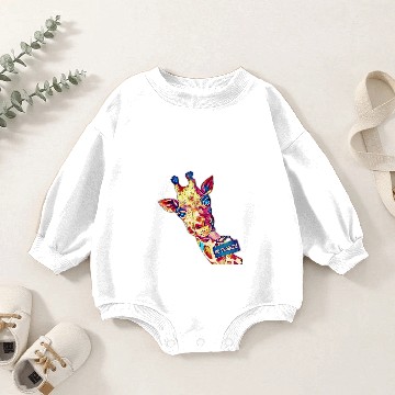 Discover Giraffe fun birthday ART Baby Romper Sweatshirts