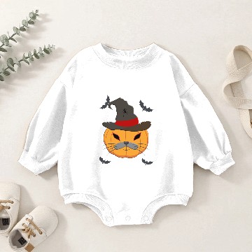 Discover Halloween pumpkin cat face Baby Romper Sweatshirts