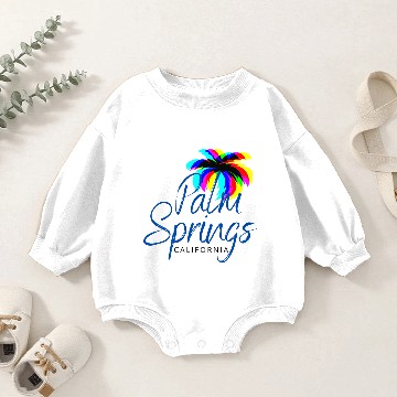 Discover Palm Springs Neon Tree (Blue) Baby Romper Sweatshirts