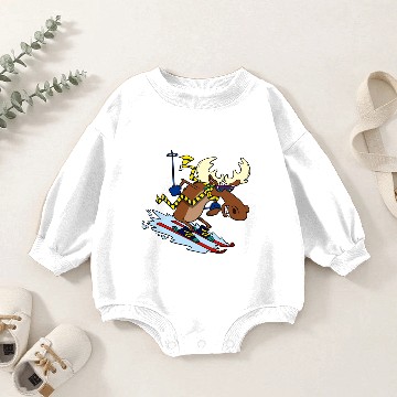 Discover Funny Moose Skiing Baby Romper Sweatshirts