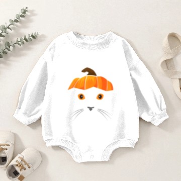 Discover Cat Wearing Pumpkin Hat Face Halloween Costume Baby Romper Sweatshirts