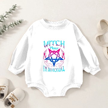 Discover Witch Bisexual Hex Pun Funny Bisexuality Pentagram Baby Romper Sweatshirts