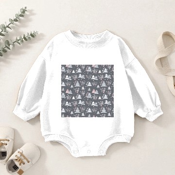 Discover Grey Winter Christmas Tree Holiday Pattern Baby Romper Sweatshirts