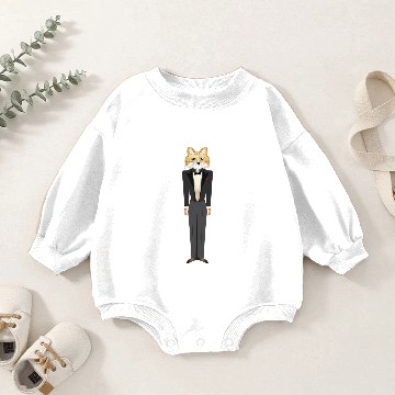 Discover preppy fox in a black tuxedo Baby Romper Sweatshirts
