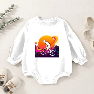 Discover Mountain Biking Retrowave Synthwave Gift Baby Romper Sweatshirts