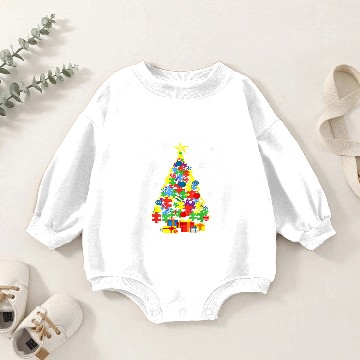 Discover Autism Christmas Tree Baby Romper Sweatshirts