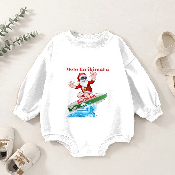 Discover Mele Kalikimaka Hawaiian Christmas Surfing Santa T Baby Romper Sweatshirts