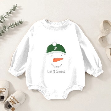 Discover Snowman Green Cap - Let It Snow Baby Romper Sweatshirts