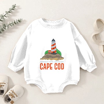 Discover Noboska Point lighthouse, Cape Cod Baby Romper Sweatshirts