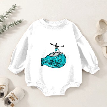 Discover Surfing Skeleton, High Tides and Good V Baby Romper Sweatshirts