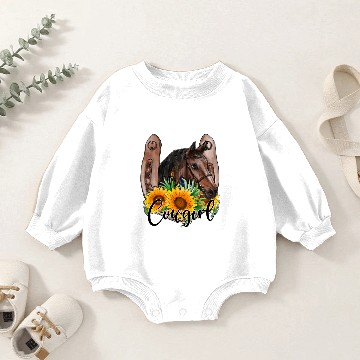 Discover Cowgirl Horseshoe Baby Romper Sweatshirts