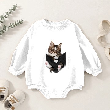 Discover Cute Sad Brown Cat Pocket Baby Romper Sweatshirts