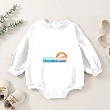 Discover Vintage Bahamas, Retro 80S Dolphin Sunset Baby Romper Sweatshirts