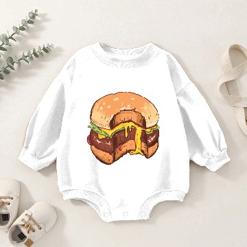 Discover cheesy burger Baby Romper Sweatshirts