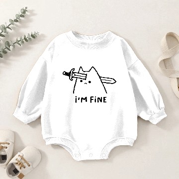 Discover I'm fine cat simple black Baby Romper Sweatshirts