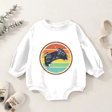 Discover Gaming sunset vintage controller computer game Baby Romper Sweatshirts