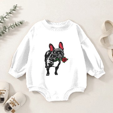 Discover French Bulldog With Red Rose Valentines Day Baby Romper Sweatshirts