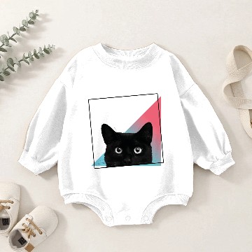 Discover black cat portrait geometric lucky charm Baby Romper Sweatshirts