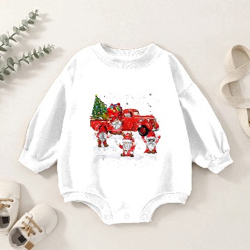 Discover Merry Christmas Santa Gnome With Red Truck Gnomes Baby Romper Sweatshirts