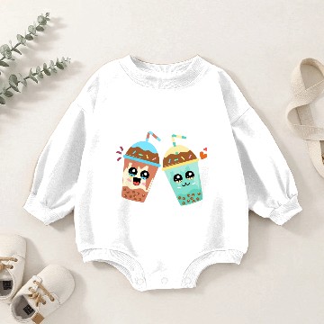 Discover cartoon milk tea Baby Romper Sweatshirts
