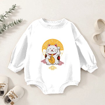Discover Retro Lucky Cat Baby Romper Sweatshirts