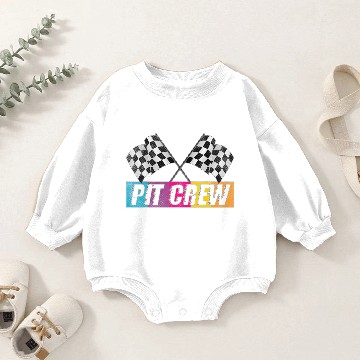 Discover Pit Crew Race Car Party Checkered Flag Car Racin Baby Romper Sweatshirts