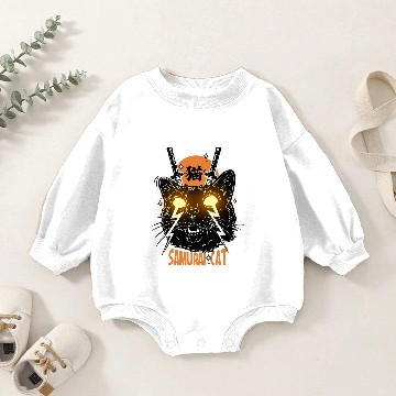 Discover Samurai Cat Baby Romper Sweatshirts