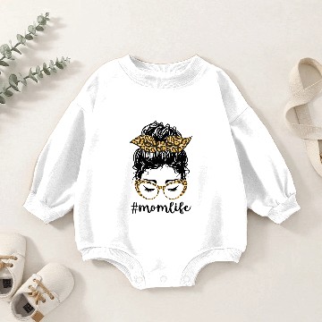 Discover Classy Mom Life Messy Bun Leopard Baby Romper Sweatshirts