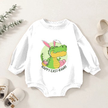 Discover Dino Easter greeting funny T-Rex bunny design Baby Romper Sweatshirts