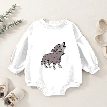 Discover Cute Howling Wolf Baby Romper Sweatshirts
