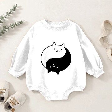 Discover Ying Yang Cat Baby Romper Sweatshirts